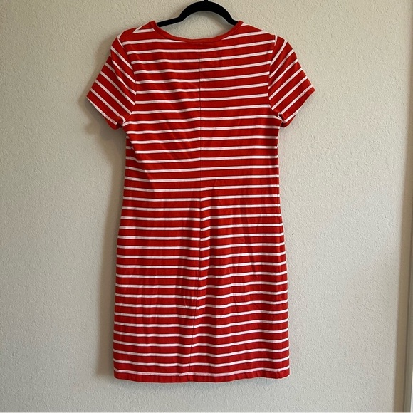 2/$30 Old Navy Orange Red and White Striped Stretchy Soft Shirt Dress - Picture 3 of 8